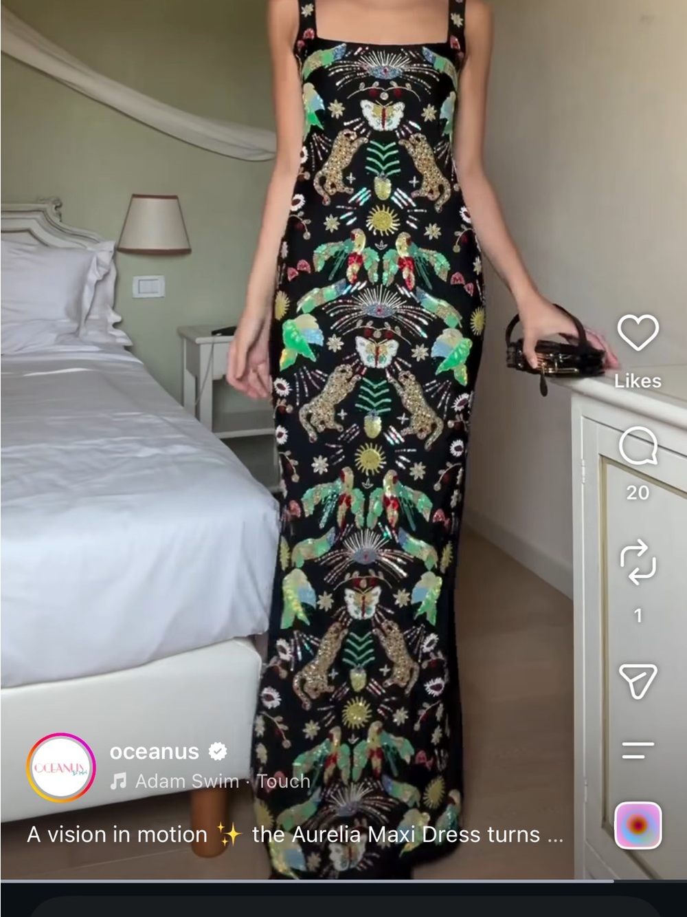Black Embroidered Maxi Dress with Colorful Animal & Floral Motifs